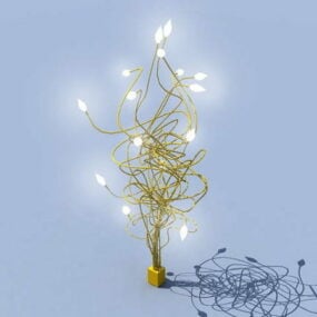 Zlatý kovový stromový design lampy 3D model