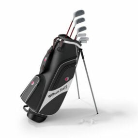 Golf Bag Equipment With Golf Clubs 3d model