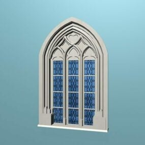 Vecchio modello 3d di Windows in stile gotico antico