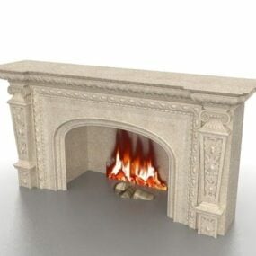 Granite Stone Fireplace 3d model