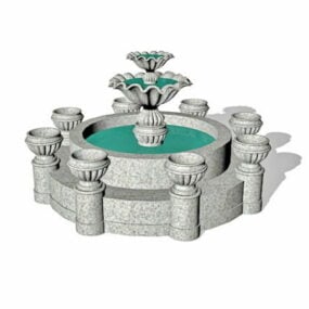 Fontaines extérieures en granit paysager modèle 3D