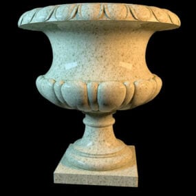 石花盆大理石花瓶3d模型