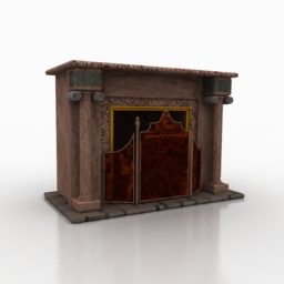Granite Stone Home Fireplace 3d model