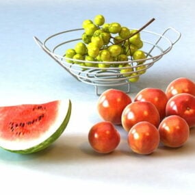 Grapes Watermelon Peaches 3d model