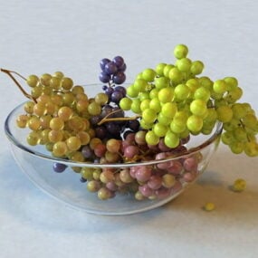 Uvas em tigela de frutas Modelo 3D