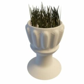 Inomhus gräsupplägg i urna 3d-modell
