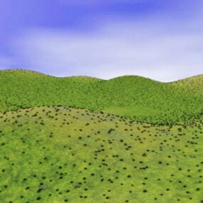 מודל תלת מימד של גבעות דשא נוף