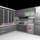 Moderne keukenkasten in grijze kleur