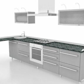 Modello 3d di mobili da cucina e bar grigi