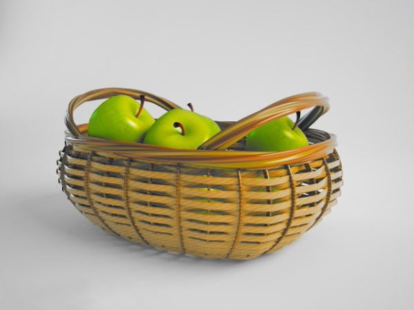 Gröna äpplen frukt i korgen