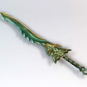 Modello 3d della spada del drago verde da gioco