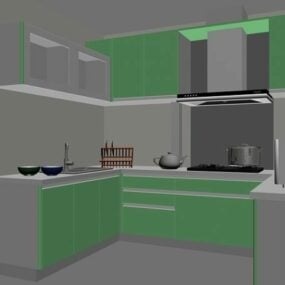 Huoneisto U keittiön suunnitteluidea 3D-malli