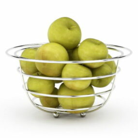 Kitchen Green Apples In Basket 3d model
