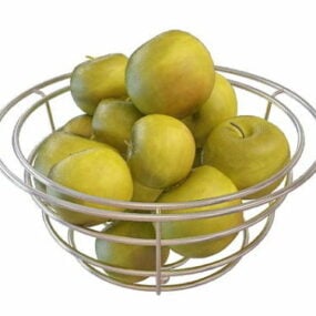 Kuchnia Zielone jabłka w koszyku Model 3D