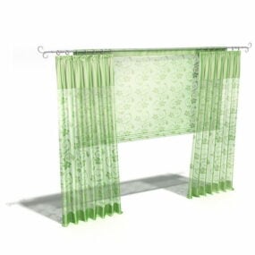 3д модель украшения зеленой плоской панели для штор