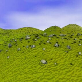 風景緑の丘と山3Dモデル