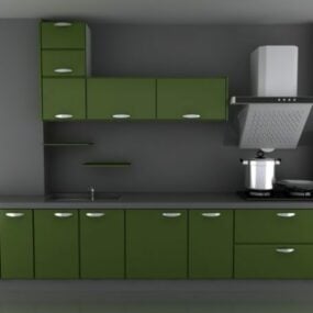 Gabinete de cocina de apartamento verde modelo 3d