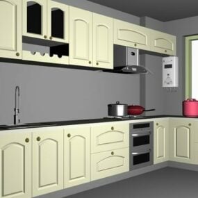 米色厨房橱柜3d模型