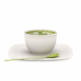 Modello 3d della tazza di zuppa di piselli verdi