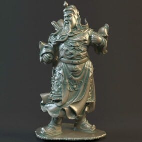 Modelo 3d da estátua antiga de Guan Yu