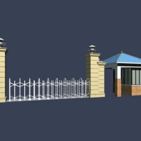 Mô hình Nhà bảo vệ cổng trường 3d