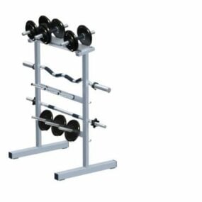 Gym Barbell Bar & Weight Plate Rack 3d model