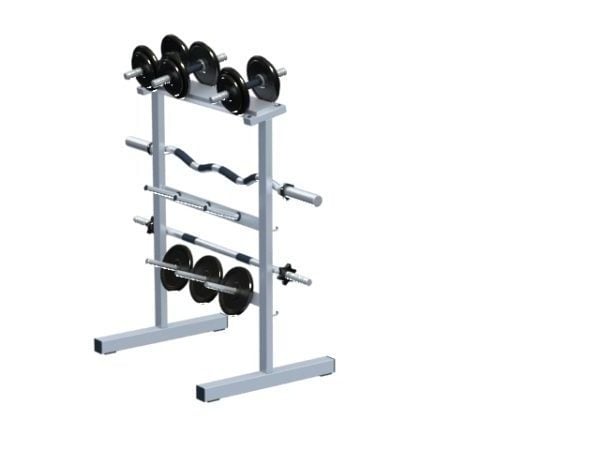 Gym Barbell Bar & Weight Plate Rack
