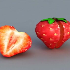Realistic Half Cut Strawberry 3d model