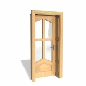 Furnitur Pintu Kaca Dengan Rangka Kayu model 3d