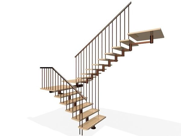 Half Landing Stairs Design Free 3d Model Max Vray