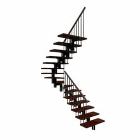 Modelo 3d de design de escadas interiores de meio patamar