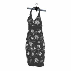 महिला हॉल्टर नेक क्लब ड्रेस फैशन 3डी मॉडल