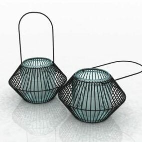 Wire Frame Candle Lanterns model 3d