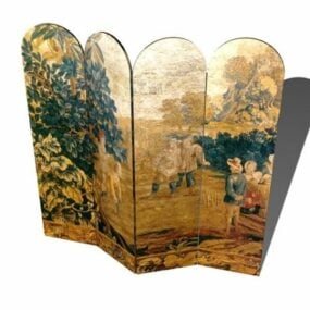 Living Room Chinese Painted Room Dividers 3d model