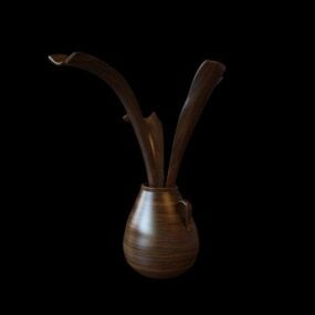 Handcrafted Wood Vase Decoration 3d model