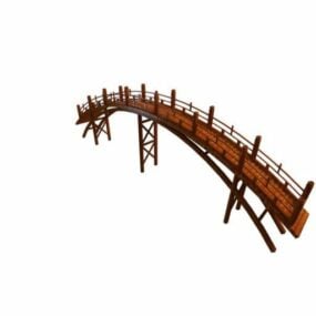 Drewniany most łukowy wykonany z drewna Model 3D