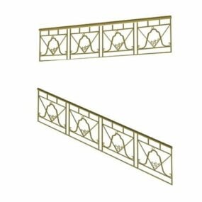 Europejskie żelazne schody z poręczą Model 3D