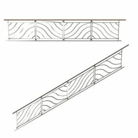 3д модель антикварной лестницы с перилами
