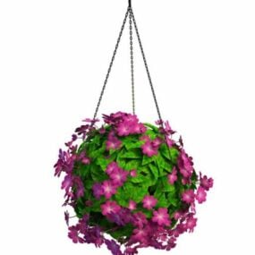 Modelo 3d de plantas de flores penduradas em casa