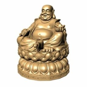 Golden Happy Buddha Statue 3d model
