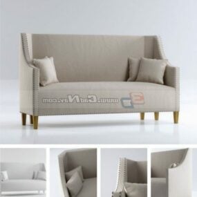 3D-Modell eines Loveseat-Sofas aus Stoff mit hoher Rückenlehne