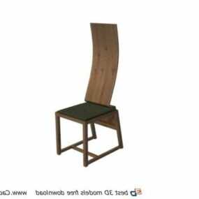 ריהוט עץ כיסא עם גב גבוה דגם תלת מימד