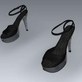 Czarne sandały na wysokim obcasie Model 3D
