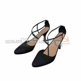 Černé vysoké podpatky dámské boty 3D model