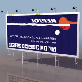 Model 3D billboardu na płocie autostrady