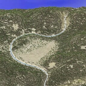 Krajobraz wzgórz i rzek Model 3D