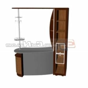 3д модель домашней барной стойки, мебели, винного шкафа