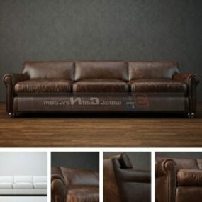 3д модель мебели для дома Коричневый кожаный диван