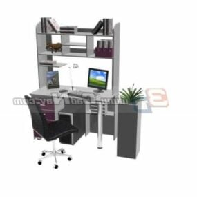 Kontorsskrivbord bokhylla 3d-modell
