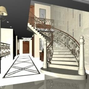 Modelo 3d de escadas de luxo para interiores de casa